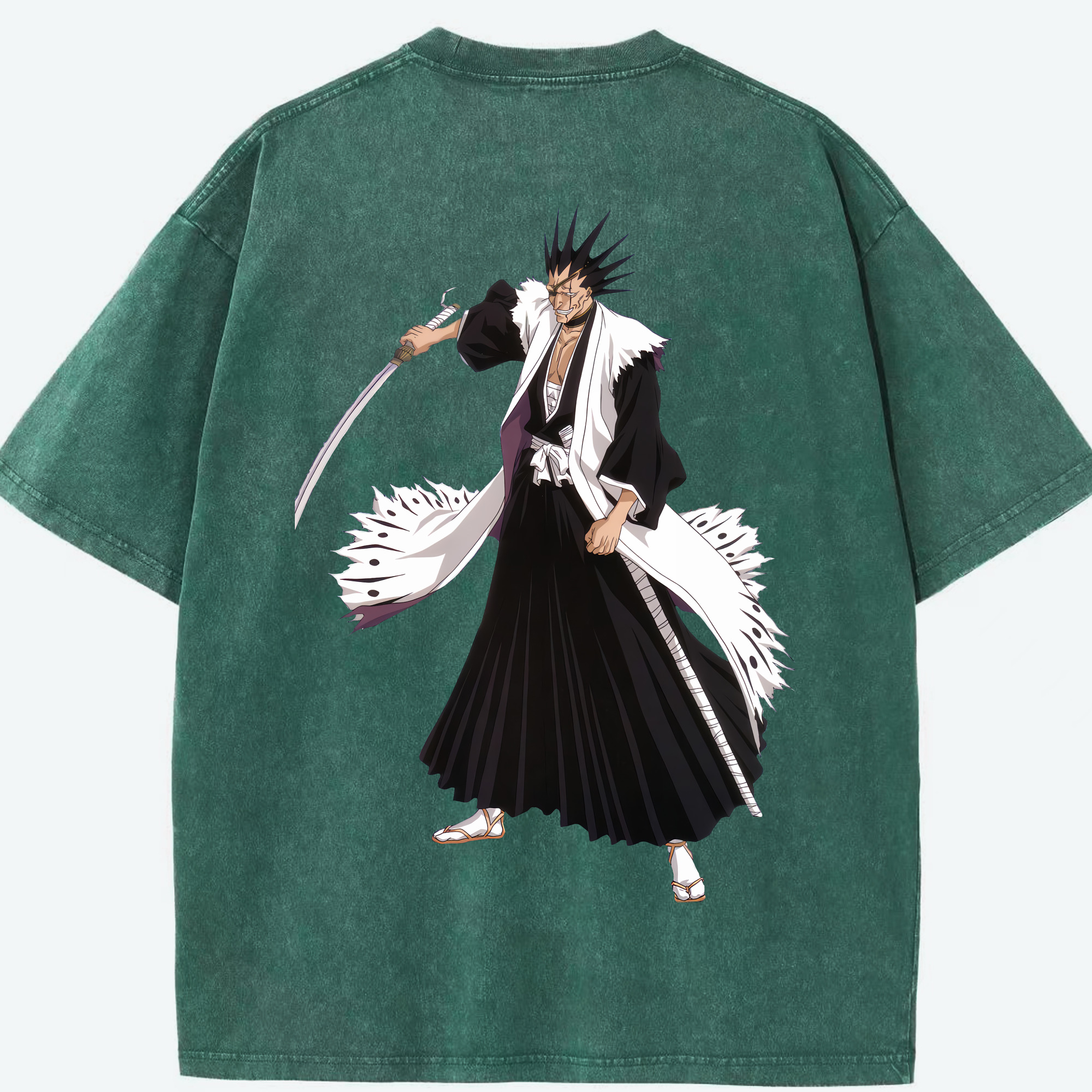 （画像用） ブリーチ ざらき けんぱち BLEACH Zaraki Kenpachi 綿100% ヴィンテージ風 半袖Tシャツ（背面プリント）